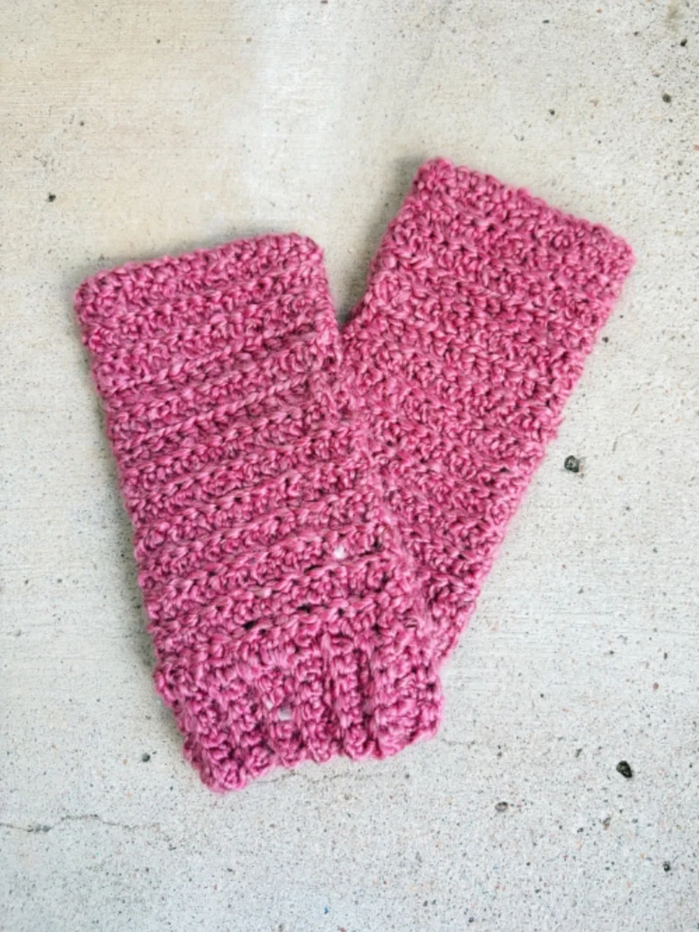 Handmade Crocheted Pink Fingerless Gloves